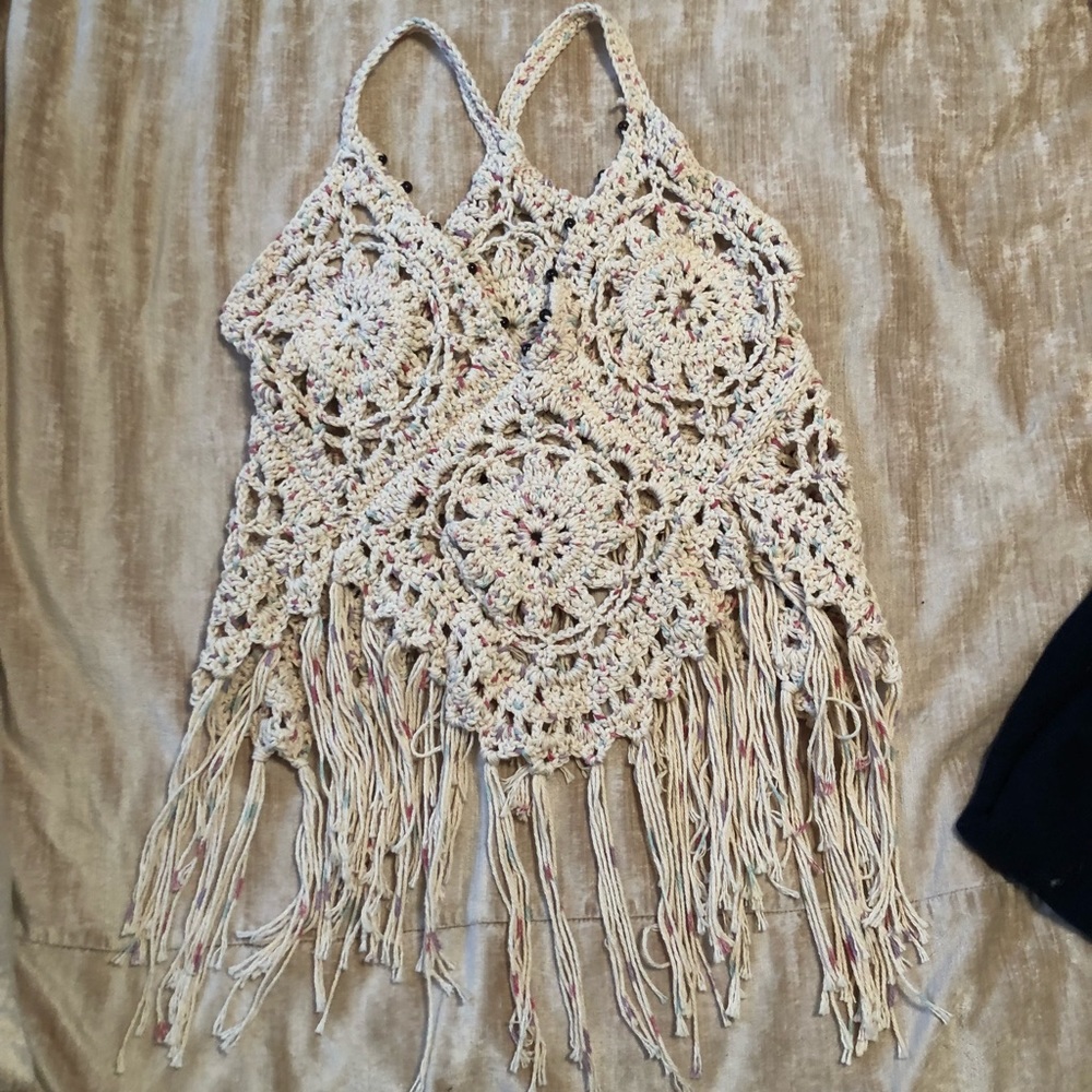 Handmade boho crocheted top